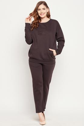 Buy EDRIO Dark Green Solid Cotton Regular Fit Women's Tracksuit