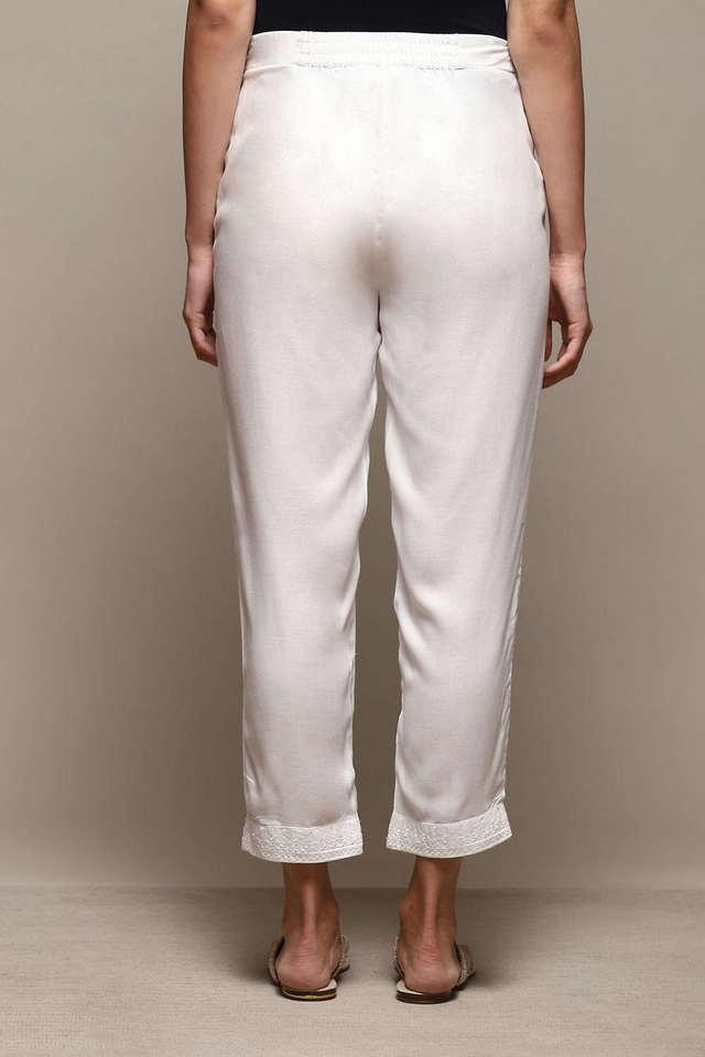 Tara White Tussar Cotton Straight Pant – Rangsutra