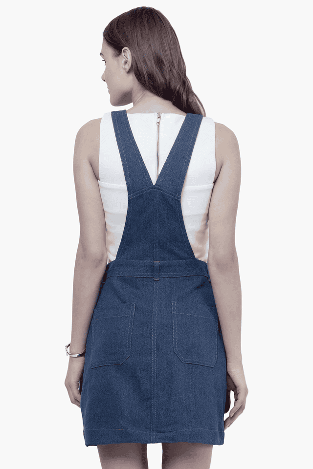 Buy FABALLEY Womens Denim Dungaree Dress