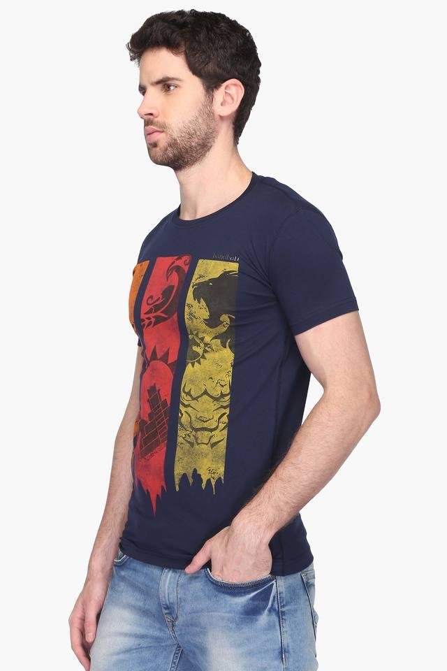 Mens Slim Fit Round Neck Printed T-Shirt