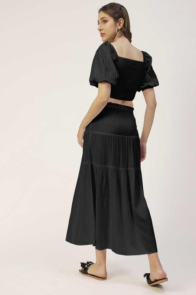 Black rayon 2025 midi skirt