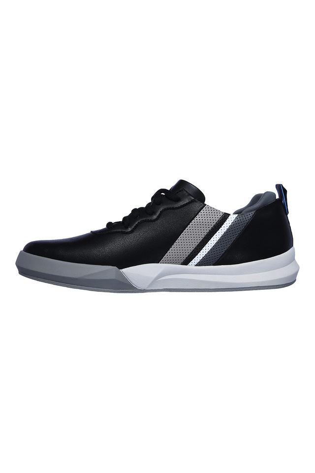 Mens black leather store running shoes