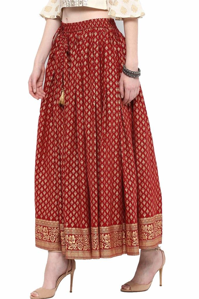 Buy VARANGA Maroon Maxi Pure Cotton Womens Ethnic Skirt | Shoppers 