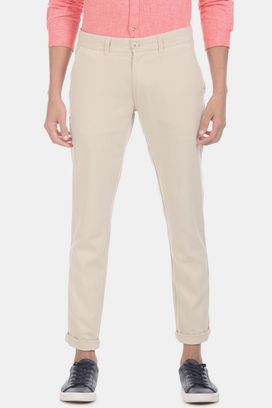 Peter England Casual Trousers  Buy Peter England Men Khaki Solid Super  Slim Fit Casual Trousers Online  Nykaa Fashion