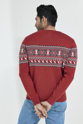 GUESS Men's Long Sleeve Logo Jacquard Knit Crew