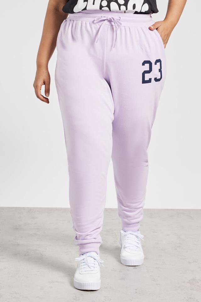 Buy U R YOU Lilac Plus Size Women's Lilac Solid Joggers With Pockets