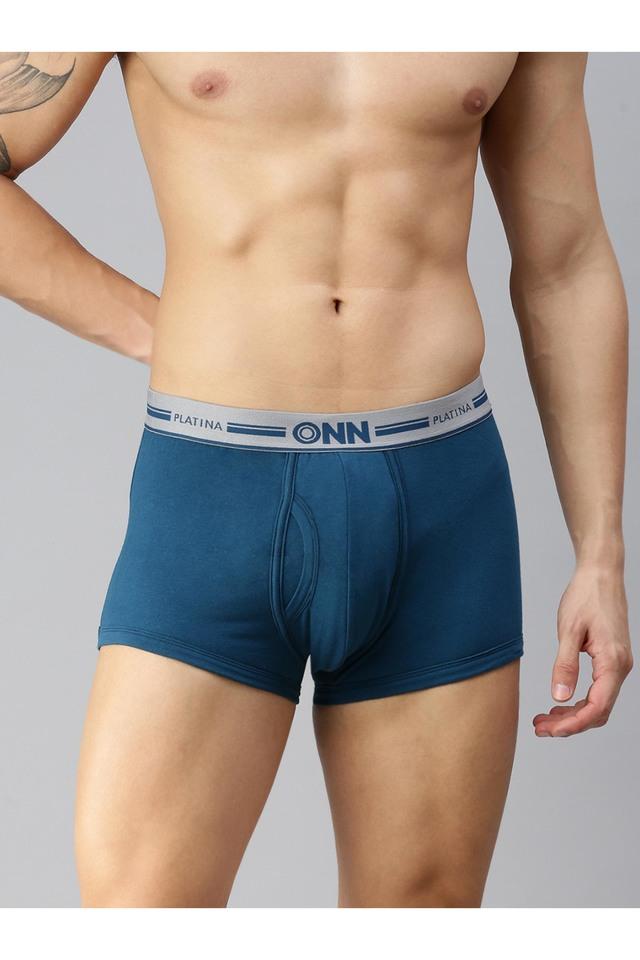 Buy ONN Multi Men's Pack of 2 Wine and Scuba Blue Solid Mini Trunks