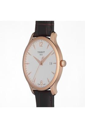 Mens 40 mm Tissot Tradition silver Dial Leather Analogue Watch T0636103603700