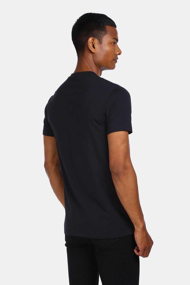 Buy CALVIN KLEIN JEANS Black Solid Cotton Stretch Slim Fit Mens T-Shirt |  Shoppers Stop