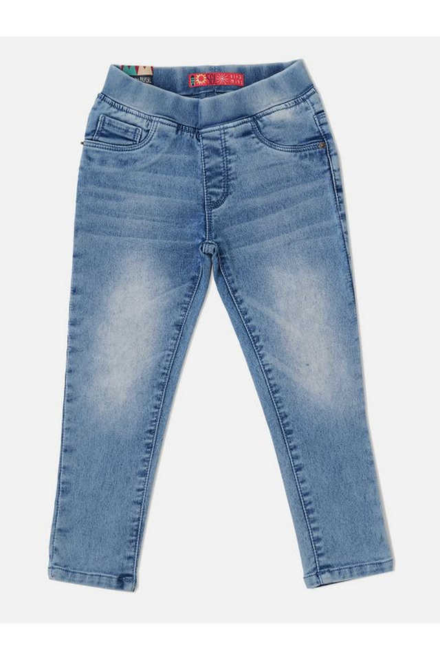 Buy VITAMINS Blue Solid Denim Skinny Fit Girls Jeggings