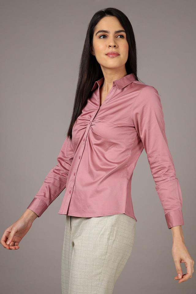 Pink formal best sale shirt women's