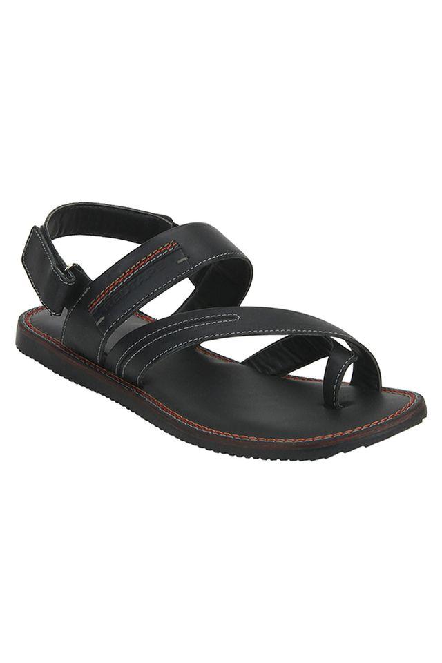 Buy RED TAPE Black Mens Leather Velcro Closure Sandals Shoppers Stop