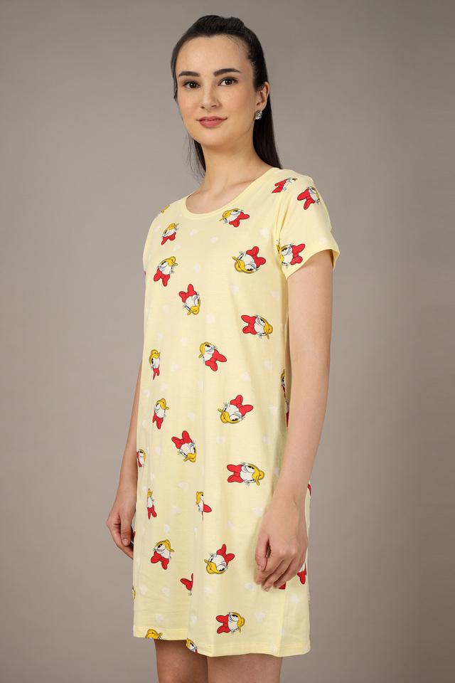 Juliet Cotton Mid Length Nightdress - Yellow