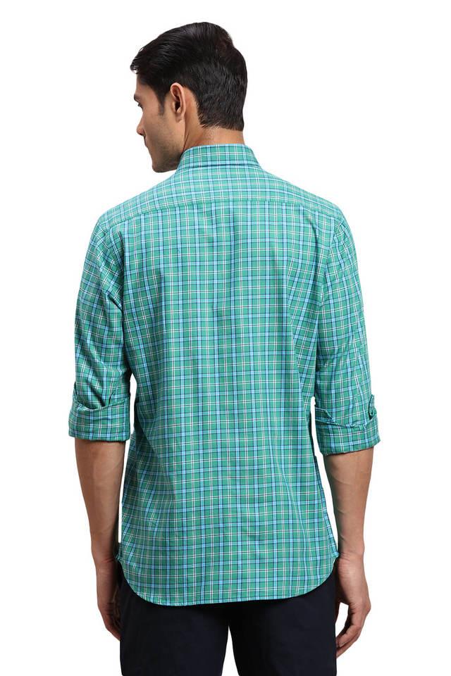 Buy Colorplus Men Green Classic Fit Checks Cotton Half Sleeve Shirts, Colorplus Shirt online