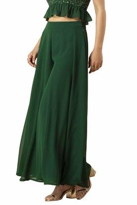 Buy INDYA Green Womens Green Flared Palazzo Pants