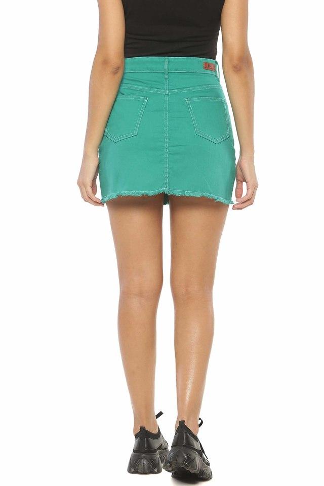 Green jean clearance skirt