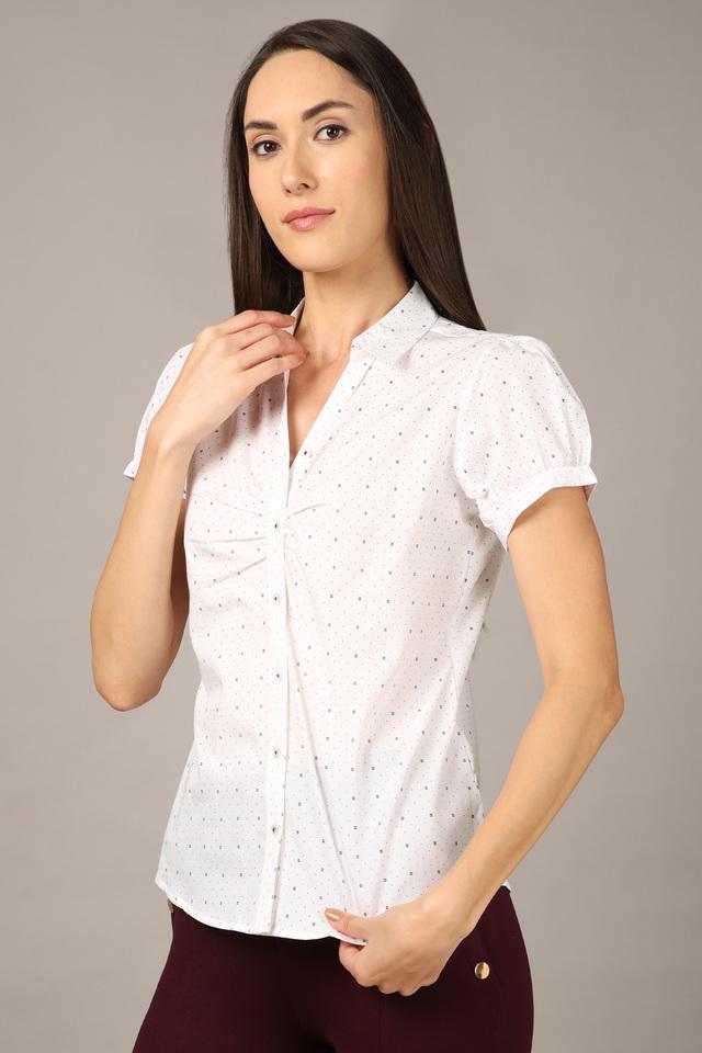 Printed Regular Neck Cotton Women's Formal Shirt