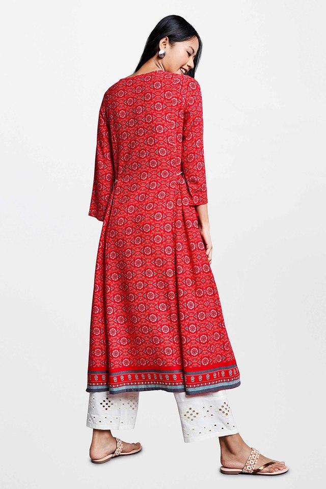 GLOBAL DESI -  Red Ethnic Dresses - Main