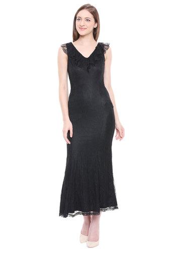 v neck lace bodycon dress