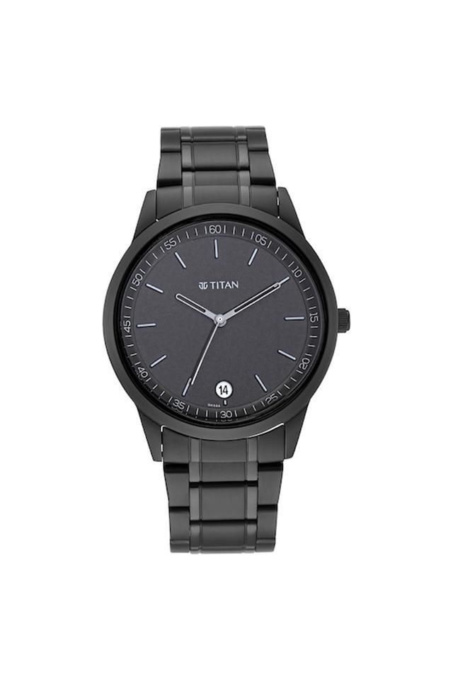 Black metal watches in titan best sale