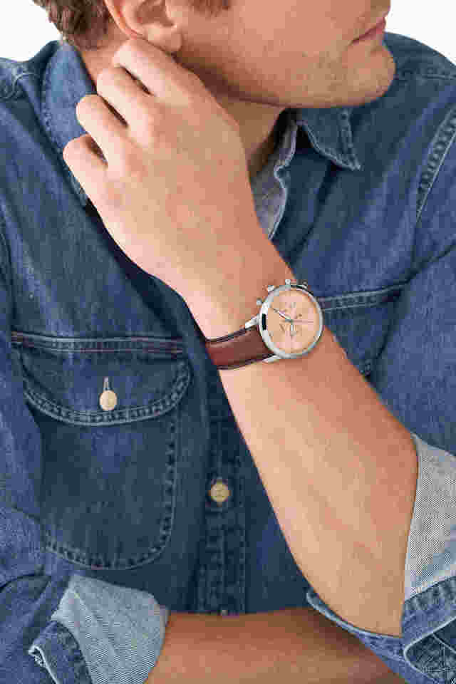 Buy FOSSIL Neutra 44 mm Rose Gold Dial Leather Chronograph Watch for Men -  FS5982 | Shoppers Stop