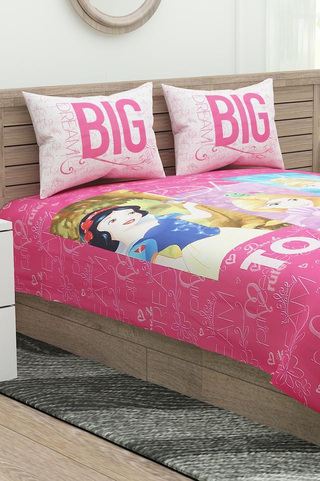 Buy SPACES Multi Disney Princess Print Double Bed Sheet with 2 Pillow