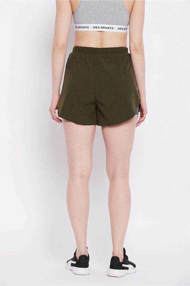 Buy CLOVIA Olive Solid Polyester Slim Fit Womens Active Wear Shorts