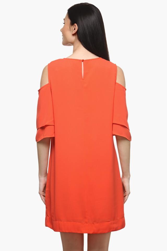 Orange cold shoulder clearance dress