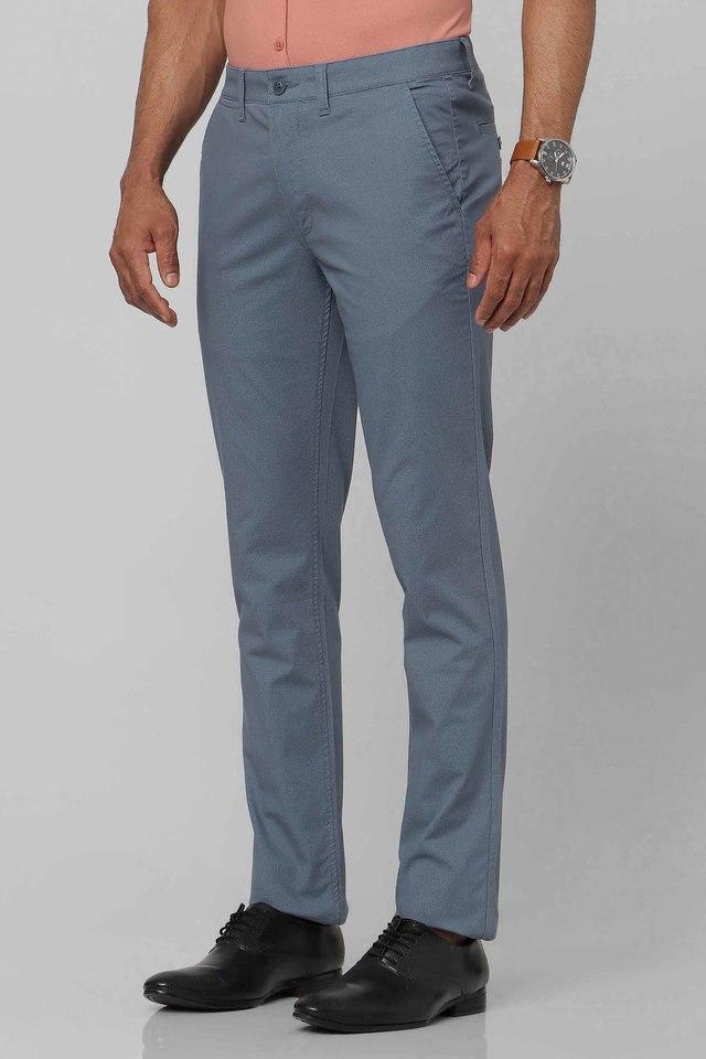 Slim Fit Casual Wear Men Blue Cotton Trouser Size 3036