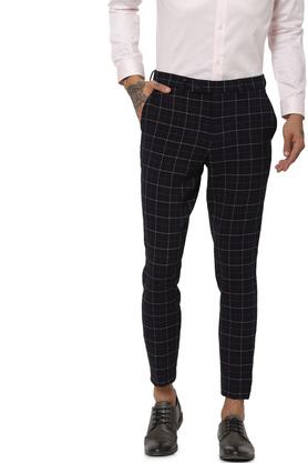 Buy Men Black Check Slim Fit Casual Trousers Online  659626  Peter England