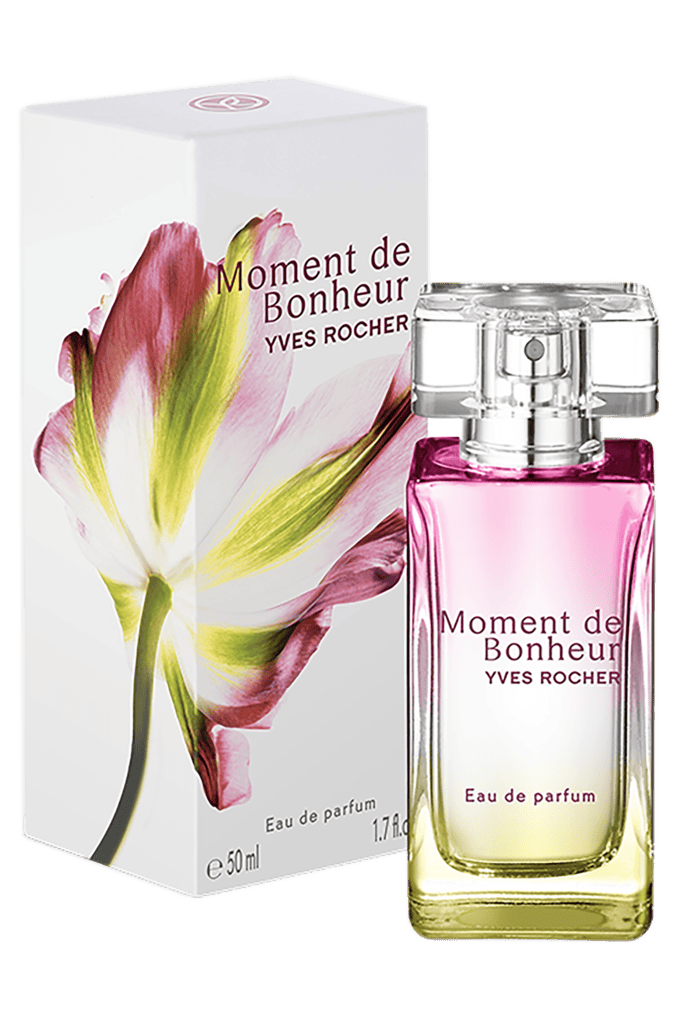 Yves rocher france отзывы. Духи moment de bonheur Yves Rocher. Момент счастья Ив Роше 50 мл. Ив Роше духи женские moment de. Духи Ив Роше момент счастья.