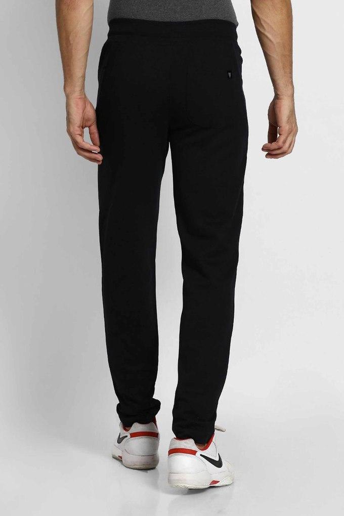 Buy VAN HEUSEN Black Slub Cotton Men's Athleisure Track Pants