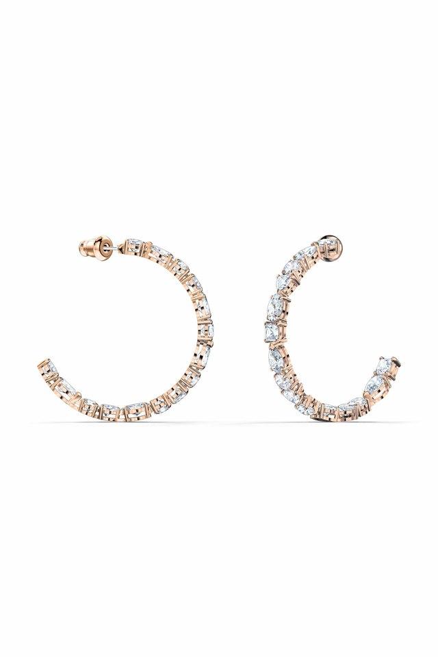 Rose Gold Swarovski Crystal Embellished Heart Hoop Earrings  CHARLES   KEITH BG