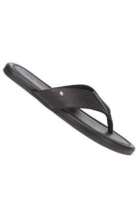 Louis Philippe Men Black Solid Flip Flops