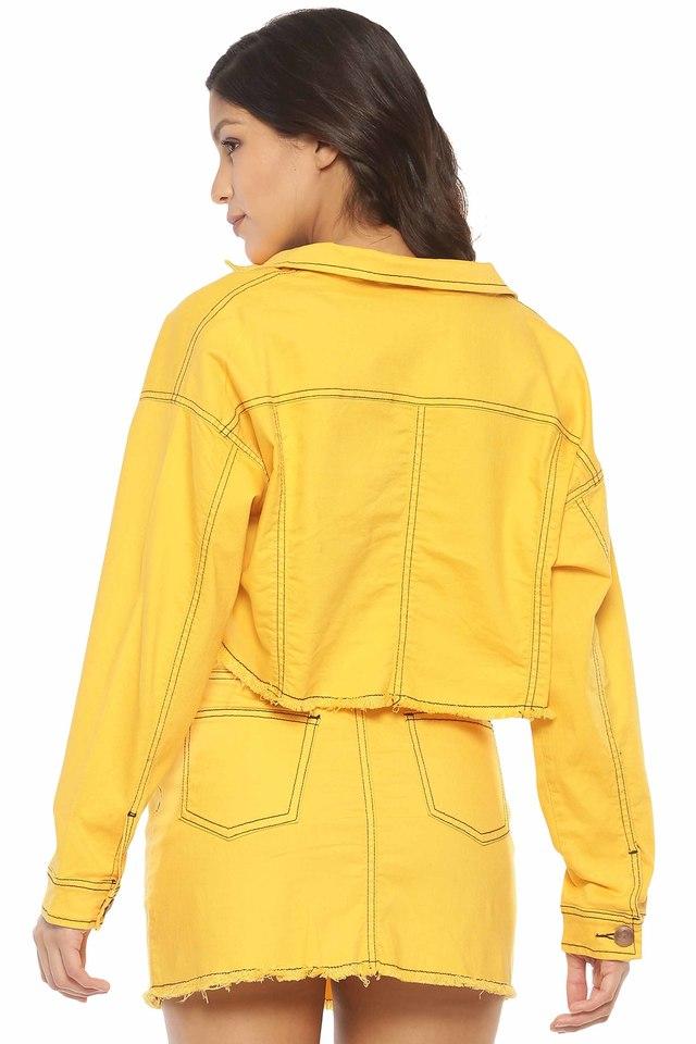 Buy IS.U Yellow Womens Yellow Oversized Denim Jacket