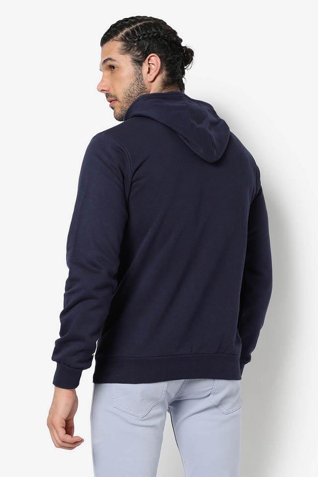 Buy CAMPUS SUTRA Blue Printed Cotton Hooded Men's Sweatshirt