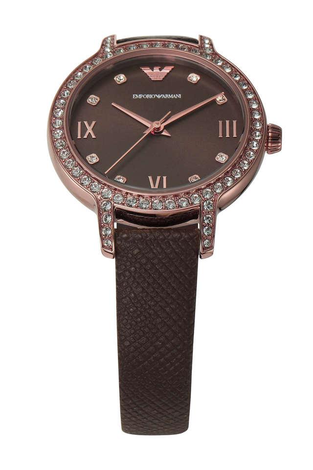 Armani ladies watch outlet brown leather strap