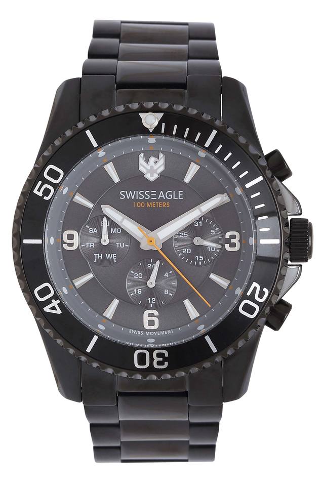 Swiss Eagle Fleet Black Dial Chronograph Stainless Steel Men's Watch S –  Chronobuy