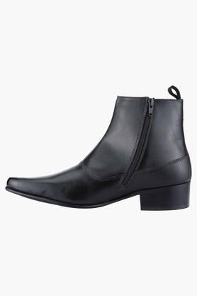 Leather zip sale boots