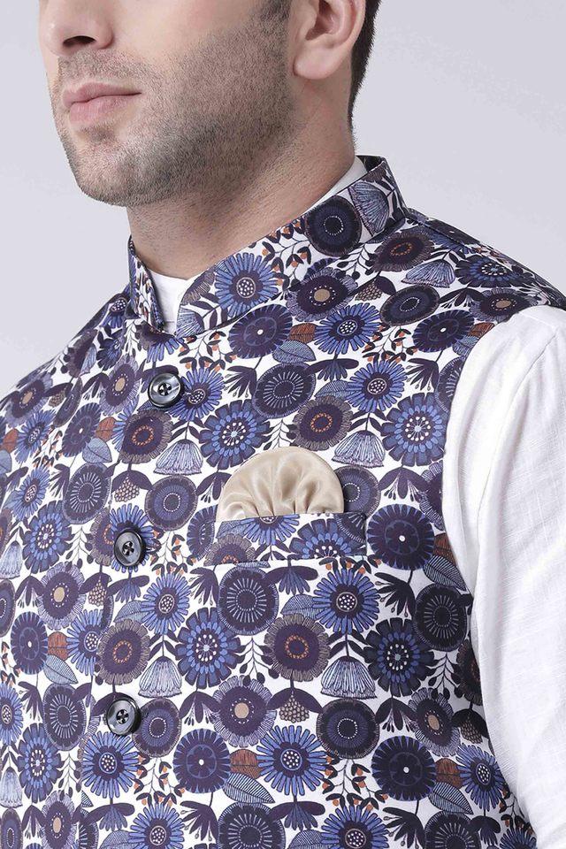 Buy Green Block Printed Chanderi Nehru Jacket for Men | FGMNJ21-01 | Farida  Gupta