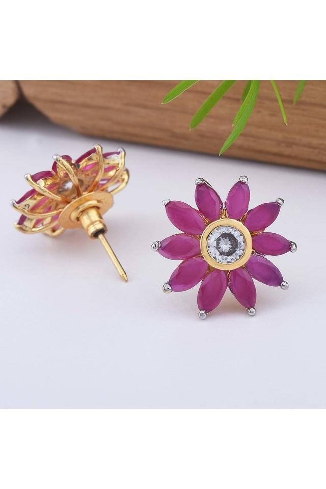 Shop Beautiful White N Ruby Red Stones Stud Earrings Online at Best Price |  Cbazaar