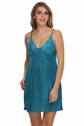 Buy CLOVIA Womens Satin Short Night Dress Full Sleeves Robe In