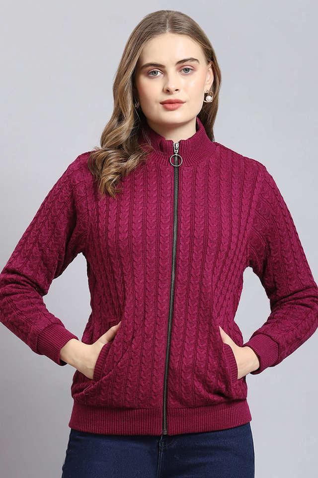 Buy MONTE CARLO Dark Pink Solid Wool Regular Fit Women s Jacket Shoppers Stop