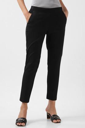 Women Black Solid Formal Regular Fit Trousers