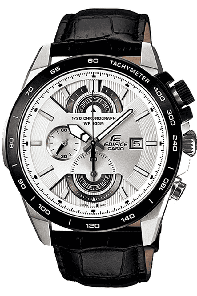 Buy CASIO Edifice Leather Strap Watch with White Round Dial Shoppers Stop