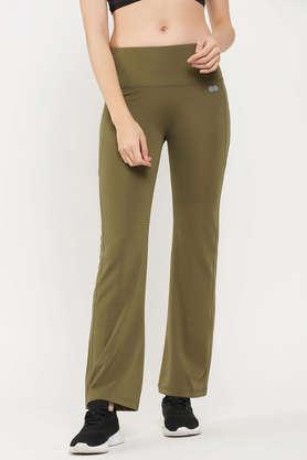 Buy CLOVIA Comfort-Fit High Waist Flared Yoga Pants in Olive Green with Side  Pocket