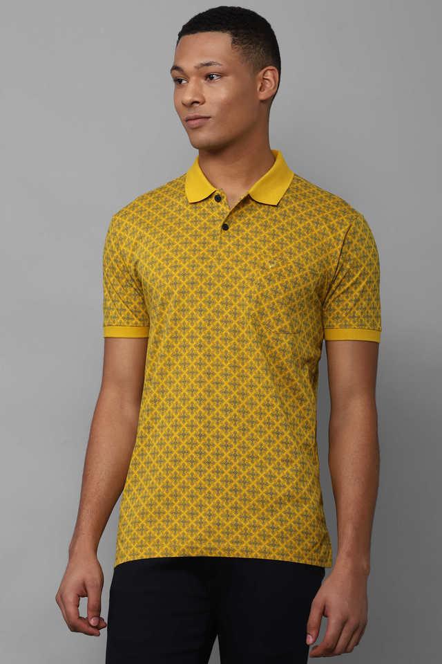 Buy ALLEN SOLLY Yellow Solid Cotton Polo Men s T Shirt Shoppers Stop