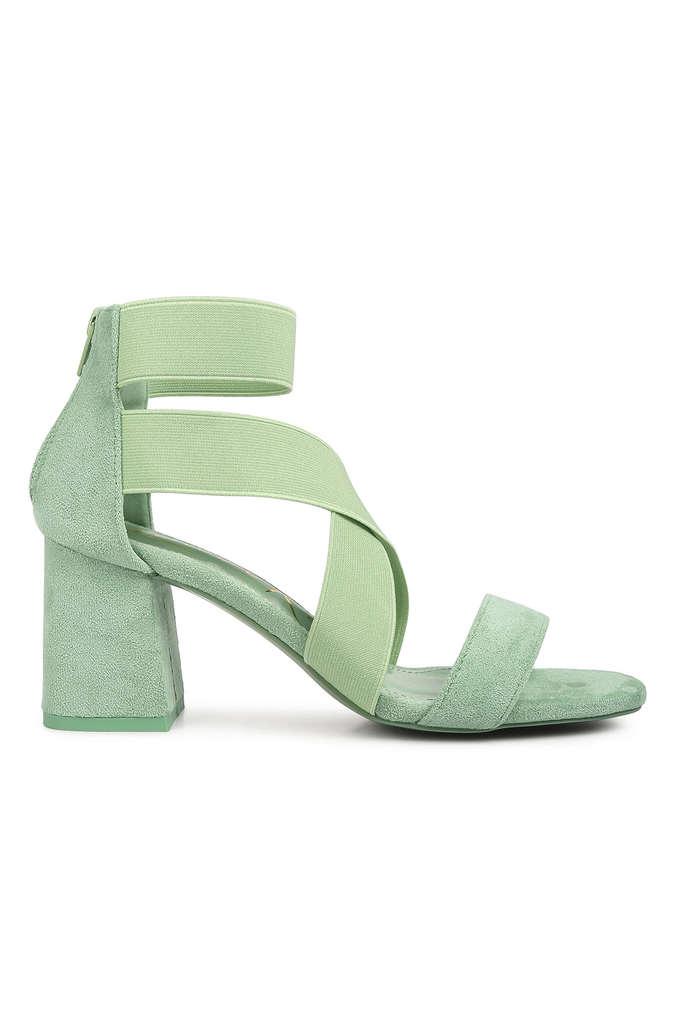 Buy LONDON RAG Green Suede Zipper Women s Party Wear Sandals