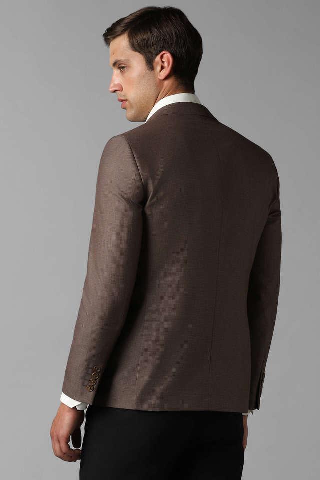 Buy LOUIS PHILIPPE Brown Textured Polyester Slim Fit Men s Casual Blazer Shoppers Stop