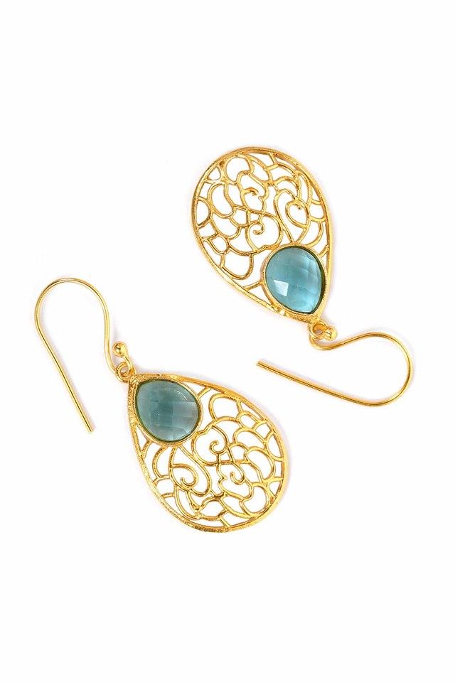 Blue Carved Stone Kundan Earring – Putstyle